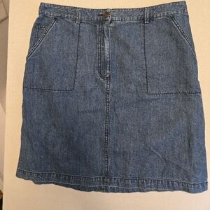 L.L. Bean Blue A-Line Jean Denim Skirt Sz 12 Retro Classic Prep EUC